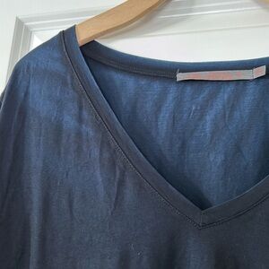Feel the Piece Indigo Garment Dyed Blue Deep V-Neck Tee Shirt SOFT Rayon Medium